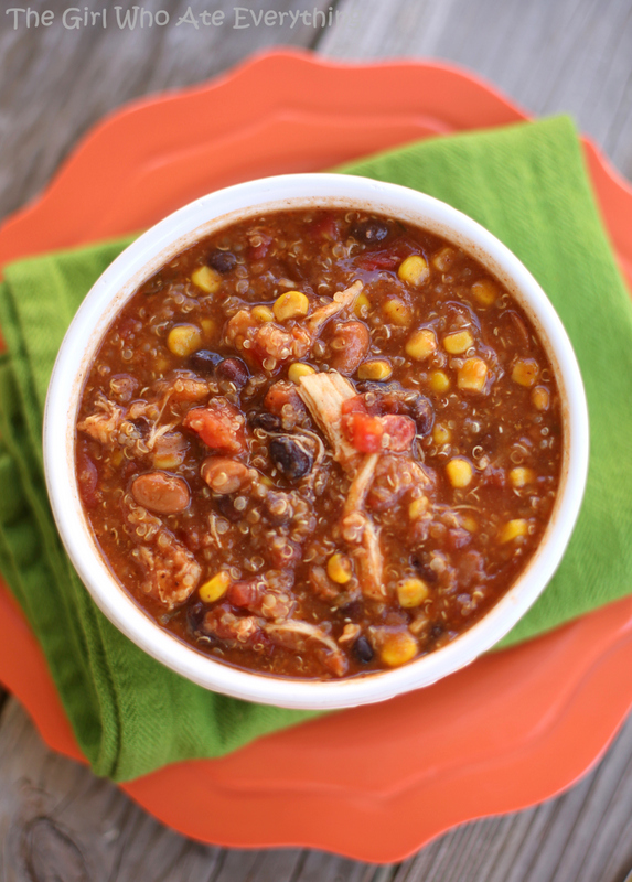 Slow Cooker Quinoa Chicken Chili 