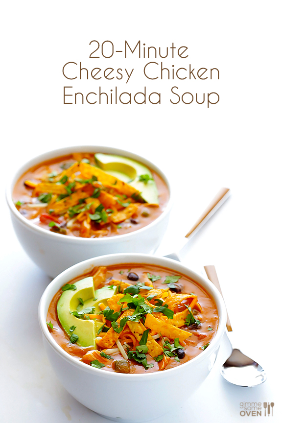 Twenty Minute Cheesy Chicken Enchilada Soup