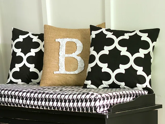 Button Monogrammed Pillow