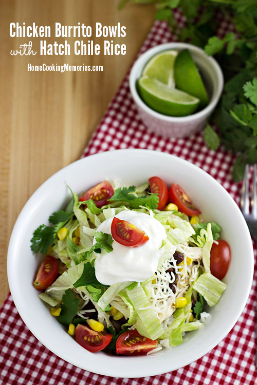 Chicken Burrito Bowls with Hatch Chile Rice