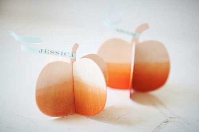 Wooden Ombré Pumpkin Place Cards