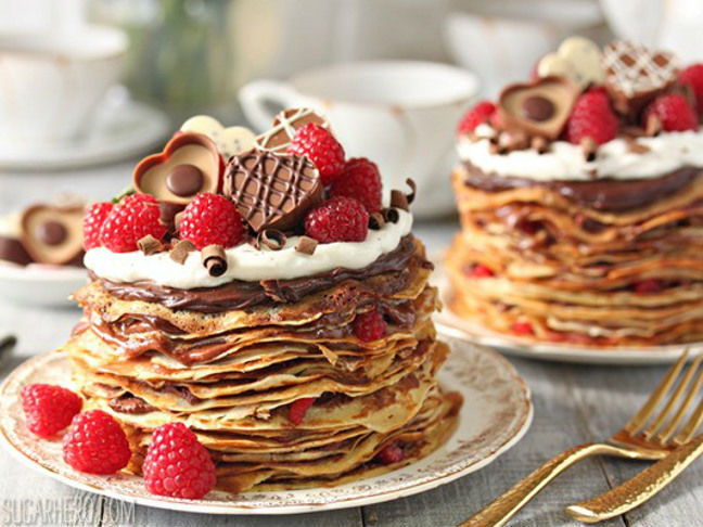 Chocolate Raspberry Mini Crepe Cakes