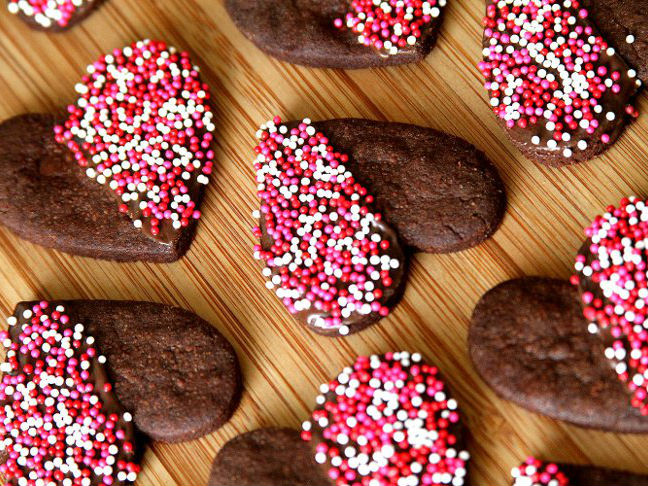 Chocolate Dipped Chocolate Shortbread Cookies