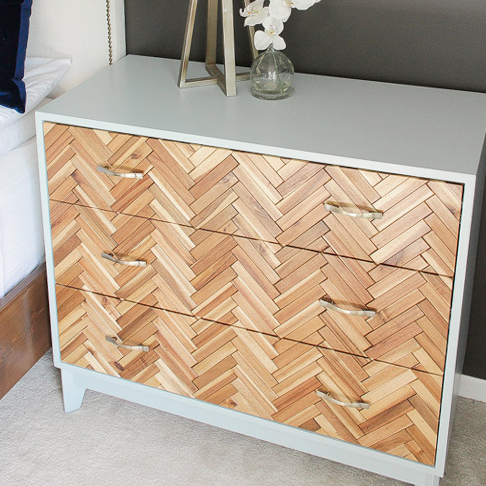 Herringbone Wood Tile Dresser from Pursuit of Handyness