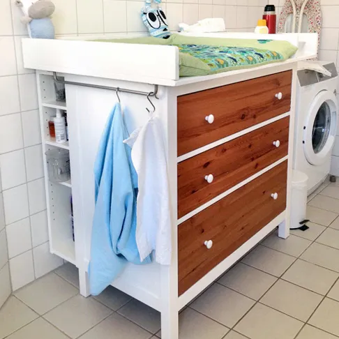 Wood and White Changing Table from Ikea Hackers