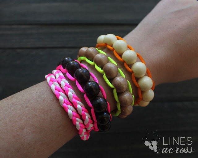 DIY Neon And Wood Floating Bead Bracelet