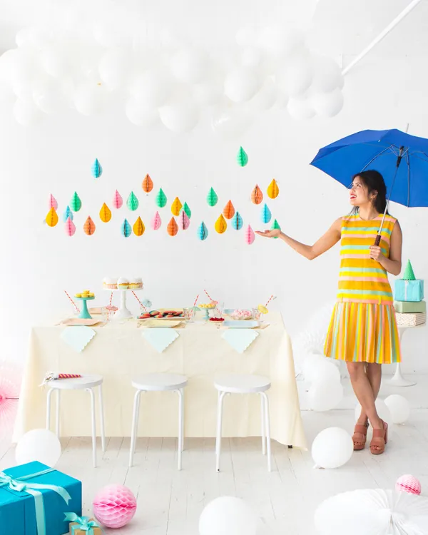 DIY Honeycomb Rainstorm Baby Shower Decor