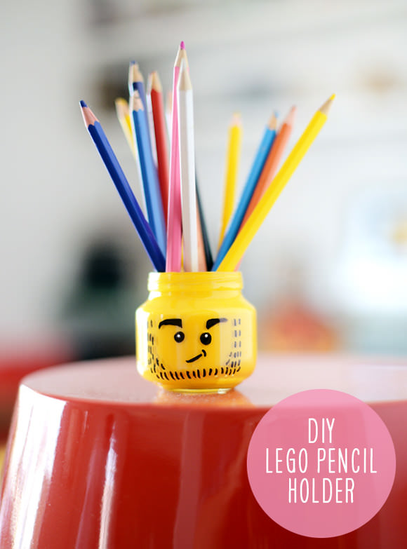 Lego Head Pencil Holder