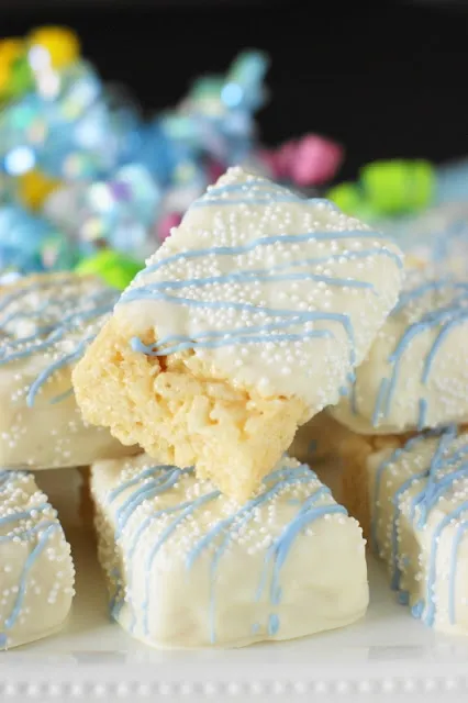  Baby Shower White Chocolate-Dipped Rice Krispie Treats