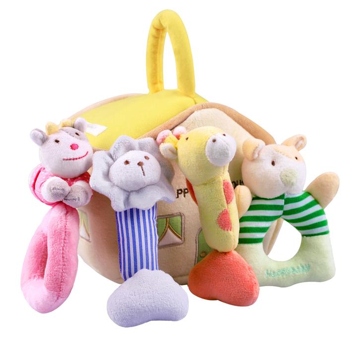 iPlay iLearn 4 Plush Baby Soft Rattle Set Hand Grab Sensory Toys