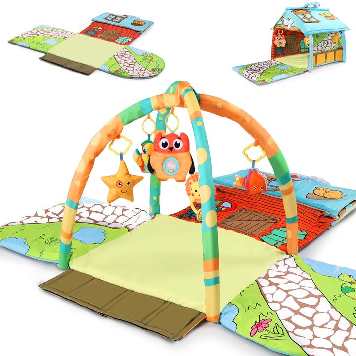 iPlay iLearn Baby Activity Gym Mat Infant Indoor Playmat Hanging Rattle Toys