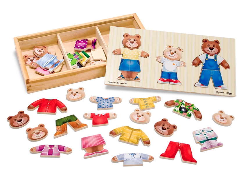 Melissa & Doug Wooden Bear Family Dress-Up Puzzle