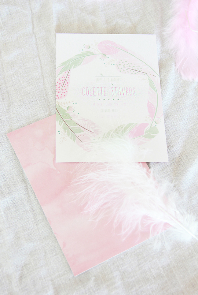Pink Feather Invitations