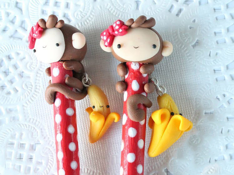 Clay Monkey Pencil Toppers