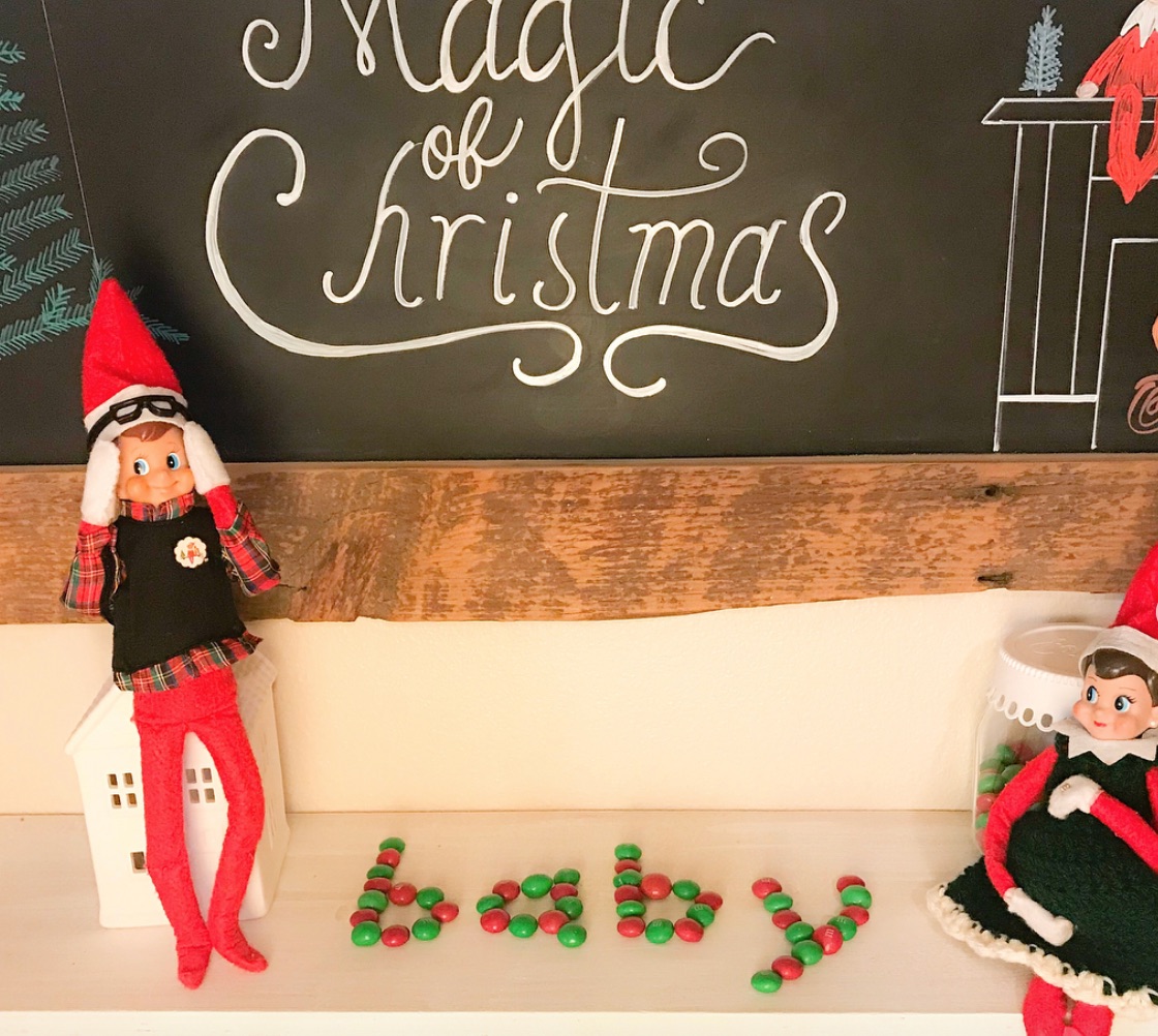 Creative Elf on a Shelf Pregnancy Announcement & Gender Reveal Ideas #5