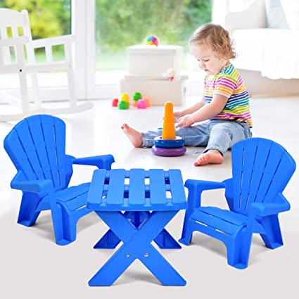 Costzon Kids Plastic Table and 2 Chairs Set