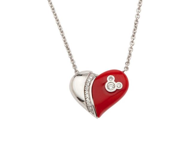 Mickey Mouse Magnetic Red Heart Necklace by Petra Azar