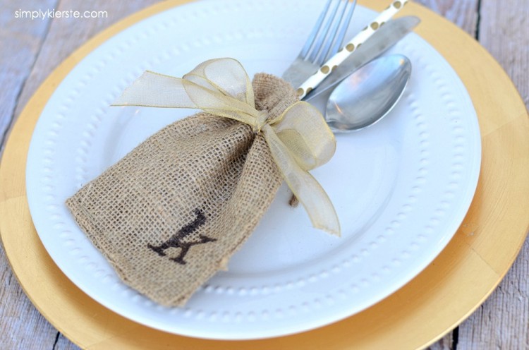 Burlap Sack Place Cards and Silverware Holders