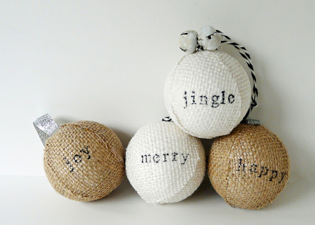 Stamped Burlap Ornaments