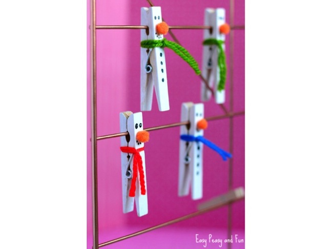 DIY Clothespin Snowmen