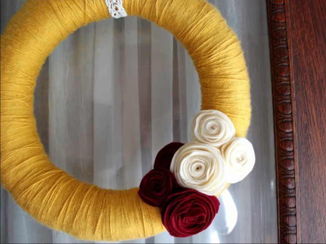 Yarn and Felt Wreath