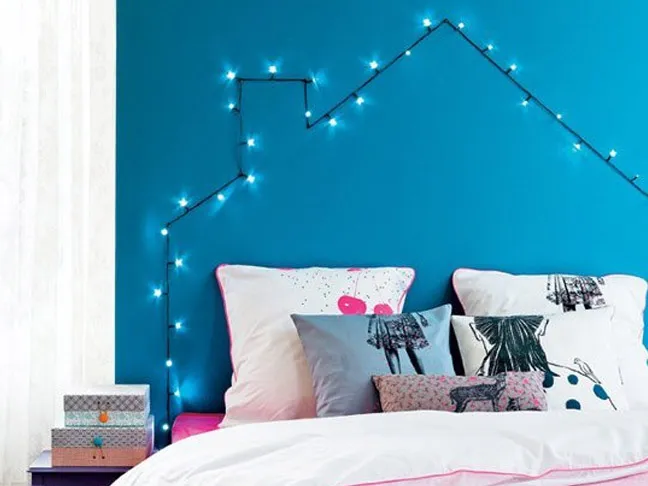 DIY String Light Headboard