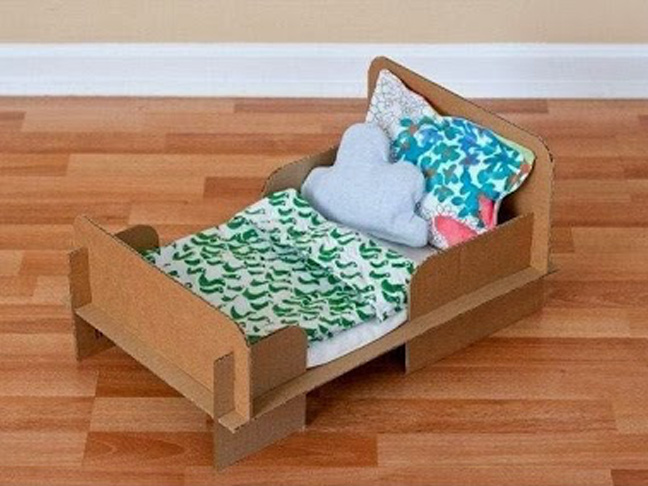 DIY Cardboard Doll's Bed