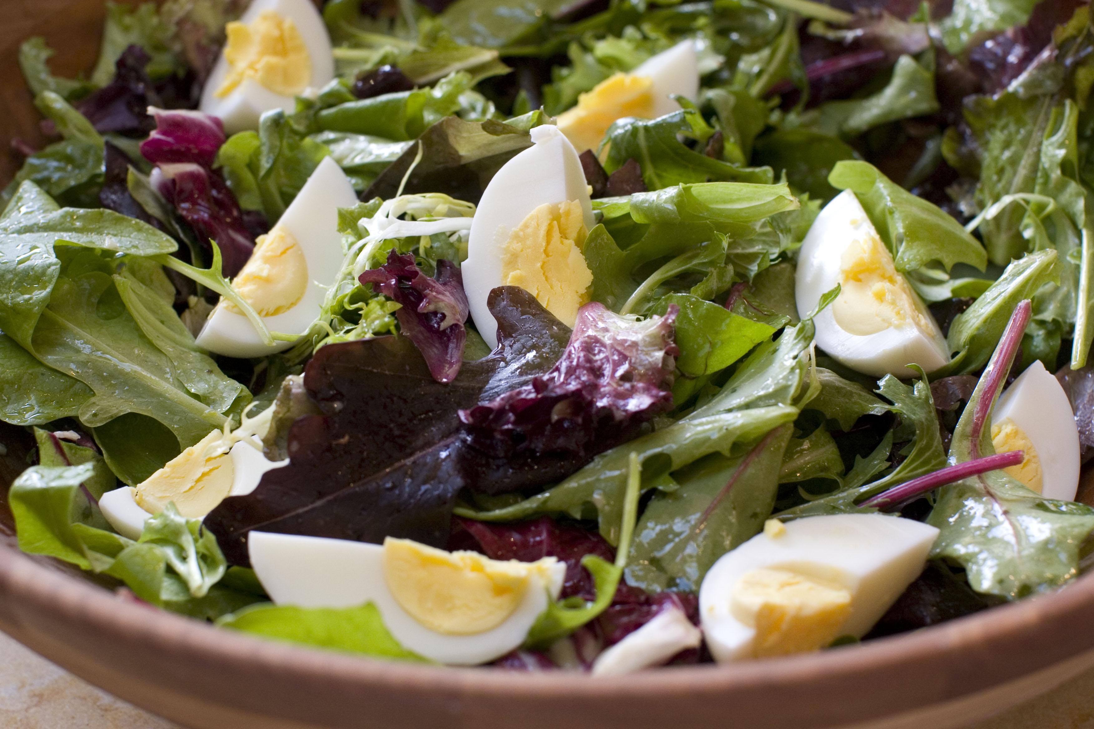 Wild Greens with Hard Boiled Egg Salad