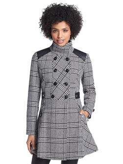Guess Houndstooth Plaid Coat