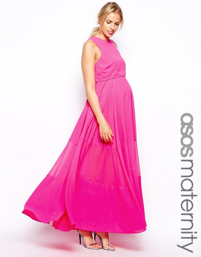 ASOS Maternity Double Layer Maxi Dress with Sheer Inserts