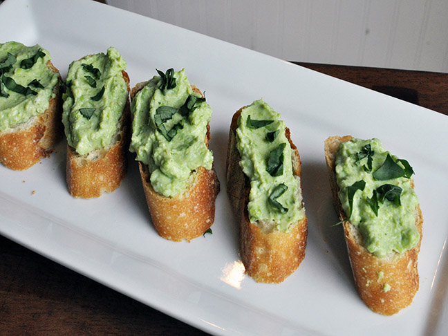 Pea and Ricotta Crostini