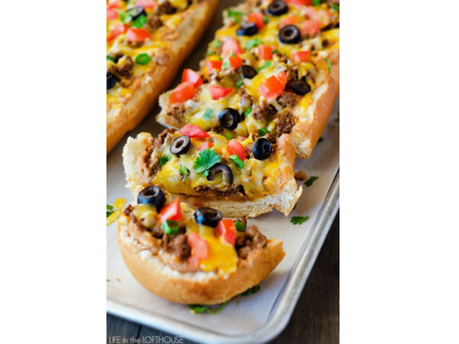 Taco French Bread Pizzas