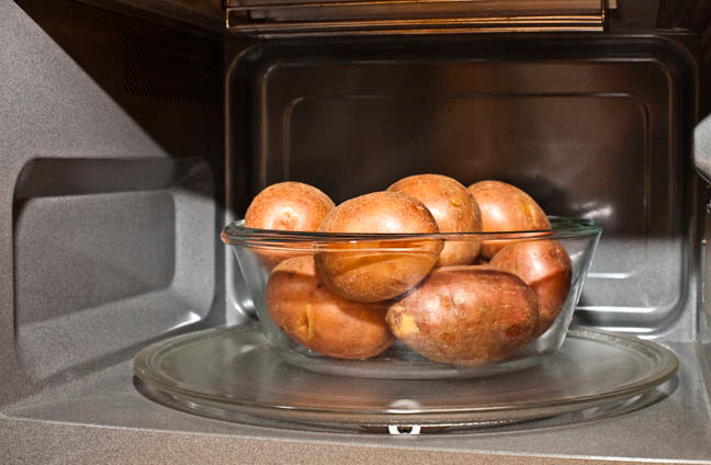 “Bake” potatoes in the microwave.