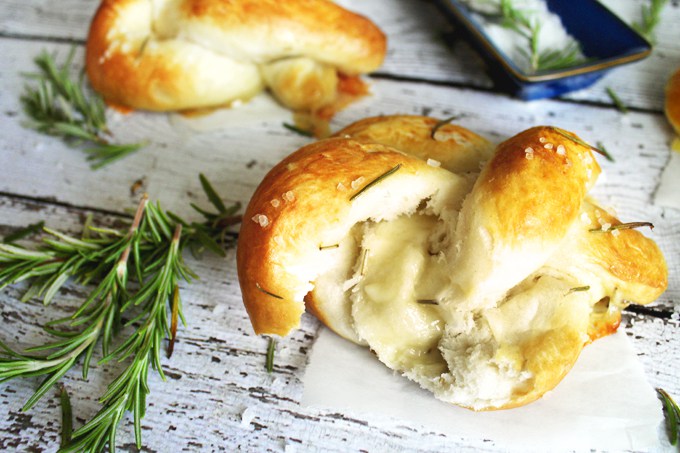Brie and Rosemary Stuffed Pretzel