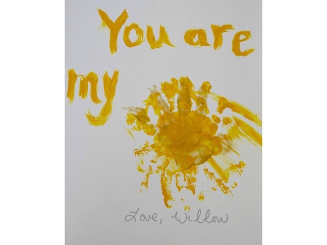 Have them make some fun hand print art together.