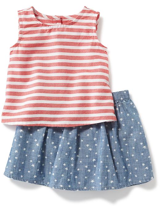 Chambray and Stripes Set for Girls