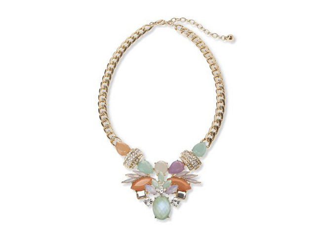 Capsule by Cara Multi Bead and Crystal Flower Bib Statement Necklace