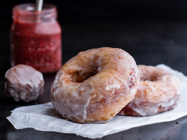 Glazed Peanut Butter and Jelly Doughnuts