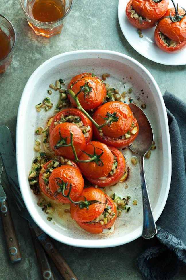 Mushroom and Zucchini Stuffed Tomatoes