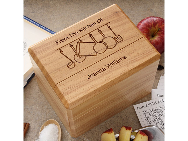 Engraved Wooden Recipe Box