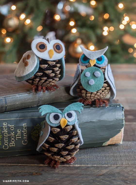 Pine Cone and Felt Owls