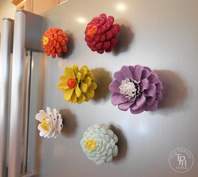 Pinecone Flower Refrigerator Magnets