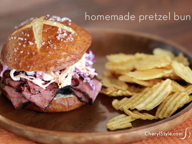 Homemade Baked Pretzel Buns