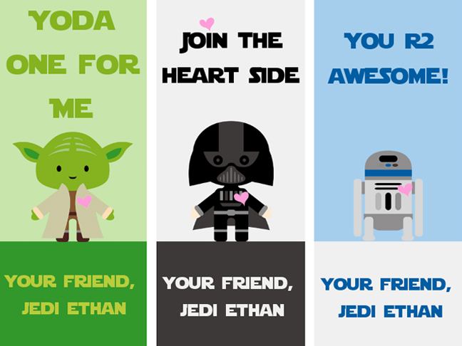 14 Free Printable Star Wars Valentines for Kids Classrooms