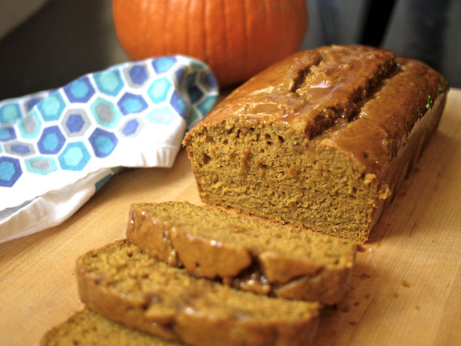 Pumpkin Bread with Caramel Glaze