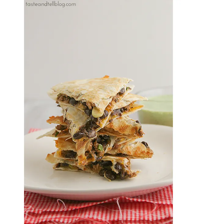 Meatloaf Quesadillas with Cilantro Cream