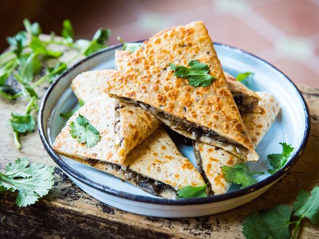 Portobello Mushroom and Asiago Quesadillas