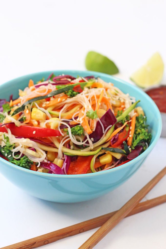 Rainbow Veggie Rice Noodle Salad