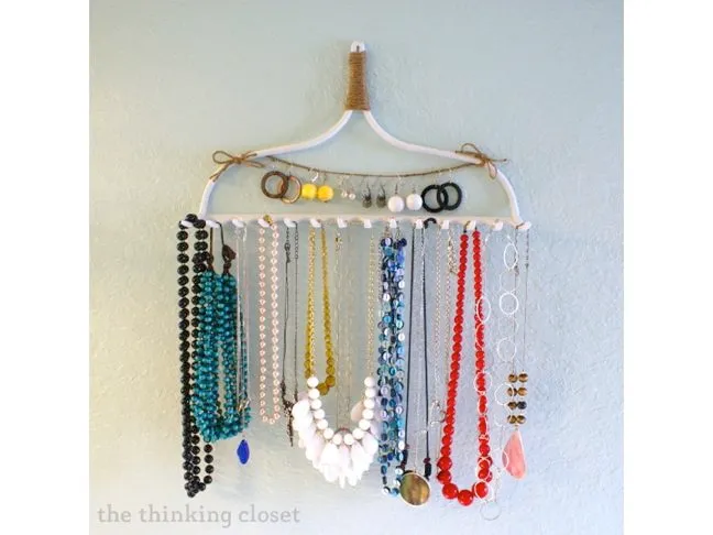 DIY Rake Necklace Hanger