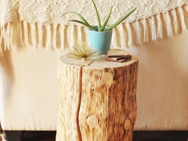 Wood Stump Side Table